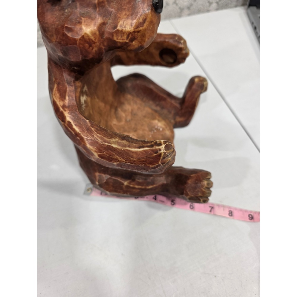 Rustic Hand Carved‎ Wooden Bear Figurine Woodland Animal Toilet Paper Holder - Picture 11 of 11